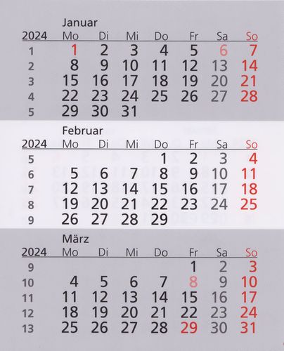 Ersatz-Kalendarium für 2 Jahre (2024 + 2025) für Tischkalender TypW
