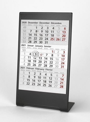 3-Monats-Tischkalender für 2 Jahre (2024 + 2025) - Edelstahl Color (Anthrazit) - TypC1