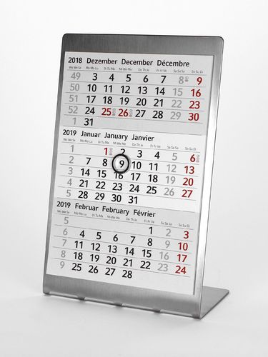 3-Monats-Tischkalender für 2 Jahre (2024 + 2025) - Edelstahl Premium - TypP1