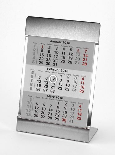 3-Monats-Tischkalender für 2 Jahre (2024 + 2025) - Edelstahl - TypB