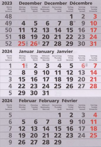 Ersatz-Kalendarium (magnetisch) für 2 Jahre (2024 + 2025) für Edelstahl-Tischkalender TypC/E/P