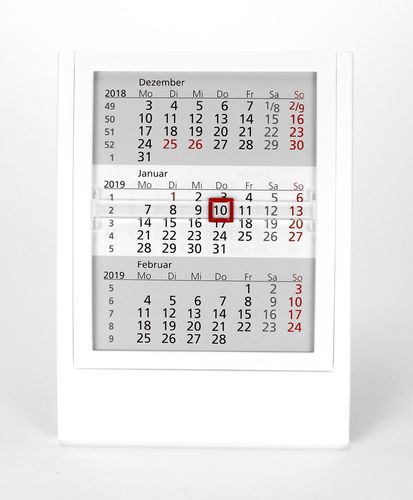 3-Monats-Tischkalender für 2 Jahre (2023+2024) mit klappbarem Frontrahmen - weiß - TypW2
