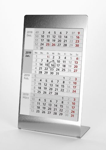 4-Monats-Tischkalender für 2 Jahre (2024 + 2025) - Edelstahl - TypE5