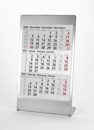 3-Monats-Tischkalender für 2 Jahre (2024 + 2025) - Edelstahl - TypE1