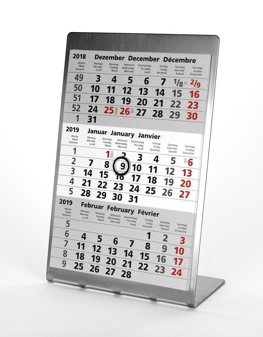 mit aufklappbarem Frontrahmen HiCuCo 3-Monats-Tischkalender für 3 Jahre 2020, 2021 und 2022 - Aufstellkalender schwarz TypW2