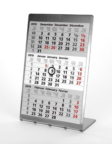 3-Monats-Tischkalender für 2 Jahre (2024 + 2025) - Edelstahl Premium - TypP3