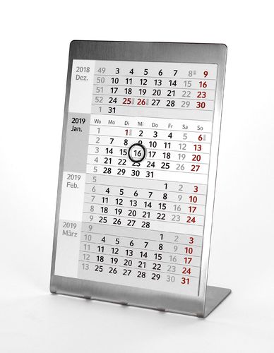 4-Monats-Tischkalender für 2 Jahre (2023+2024) - Edelstahl Premium - TypP5