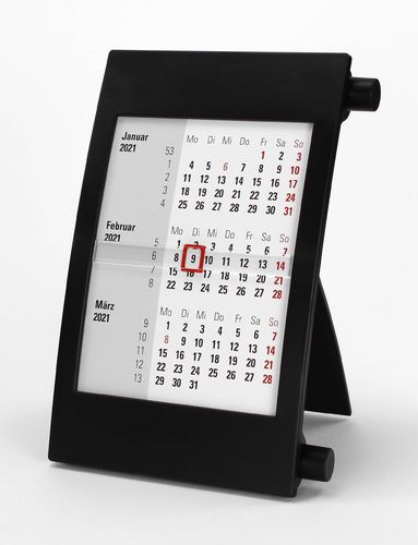 3-Monats-Tischkalender für 2 Jahre (2023+2024) - mit Drehmechanik - schwarz - TypD2