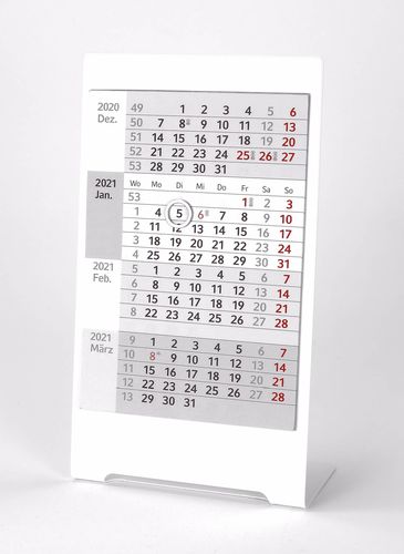 4-Monats-Tischkalender für 2 Jahre (2023+2024) - Edelstahl Color (Weiß) - TypC5