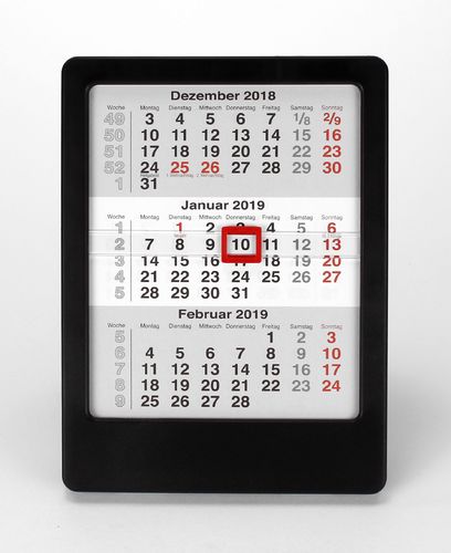 3-Monats-Tischkalender für 2 Jahre (2023+2024) - schwarz - Vela - TypV