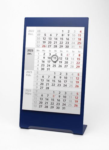 4-Monats-Tischkalender für 2 Jahre (2023+2024) - Edelstahl Color (Blau) - TypC5