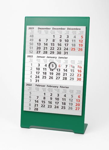 3-Monats-Tischkalender für 2 Jahre (2023+2024) - Edelstahl Color (Grün) - TypC3