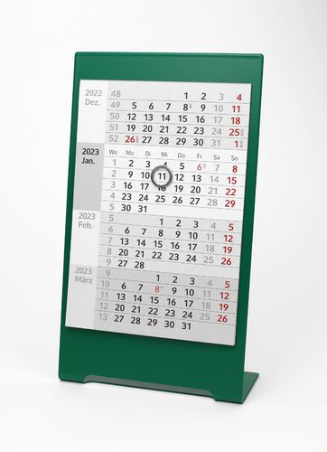 4-Monats-Tischkalender für 2 Jahre (2023+2024) - Edelstahl Color (Grün) - TypC5