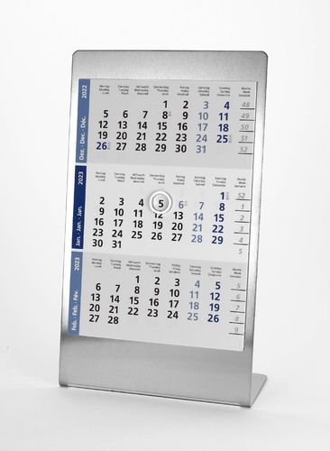 3-Monats-Tischkalender für 2 Jahre (2024 + 2025) - Edelstahl - TypE2